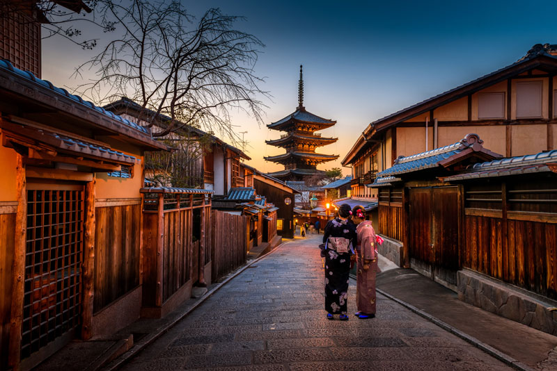 Plano general de una calle de Kyoto